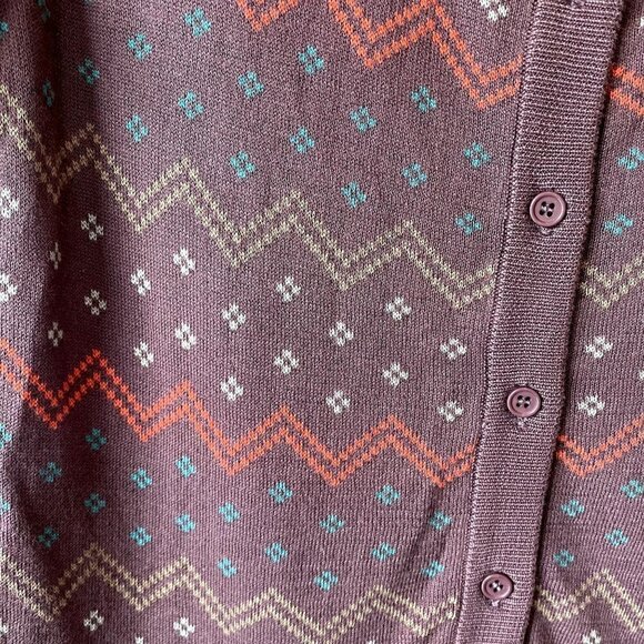 Modcloth Fair Isle Cardigan Purple S - Picture 3 of 7